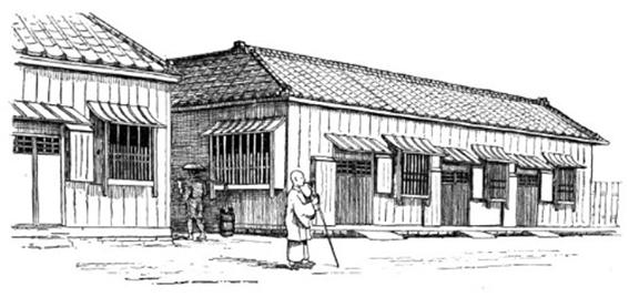 나가야(ながや) 주택 : 한 지붕 아래 이웃집과 벽을 공유하는 서민주택(삽화는 메이지 시대의 나 가야 주택. 출처: 위키피디아)