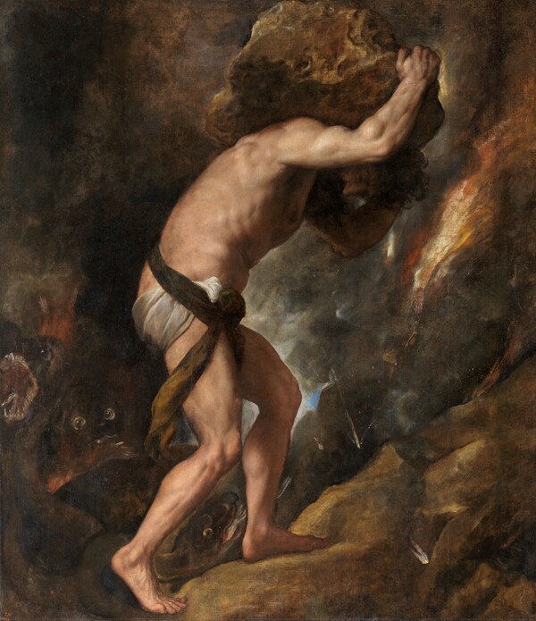티치아노 베첼리오의 ‘Sisyphus’(1548~49). 캔버스에 유화. 프라도미술관 소장. 