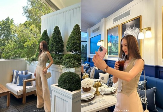 정수정, 베이지 톤 온 톤 소화-패션 아이콘 증명