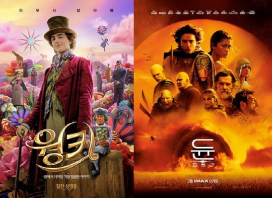 '웡카' 200만 눈앞+'듄2' 예매율 1위, 티모시 샬라메 독주