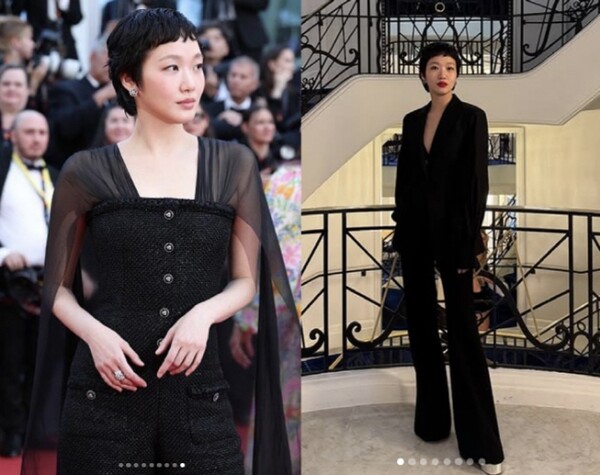 김고은, 란제리 룩과 매치한 수트 룩으로 칸 레드 카펫 빛내