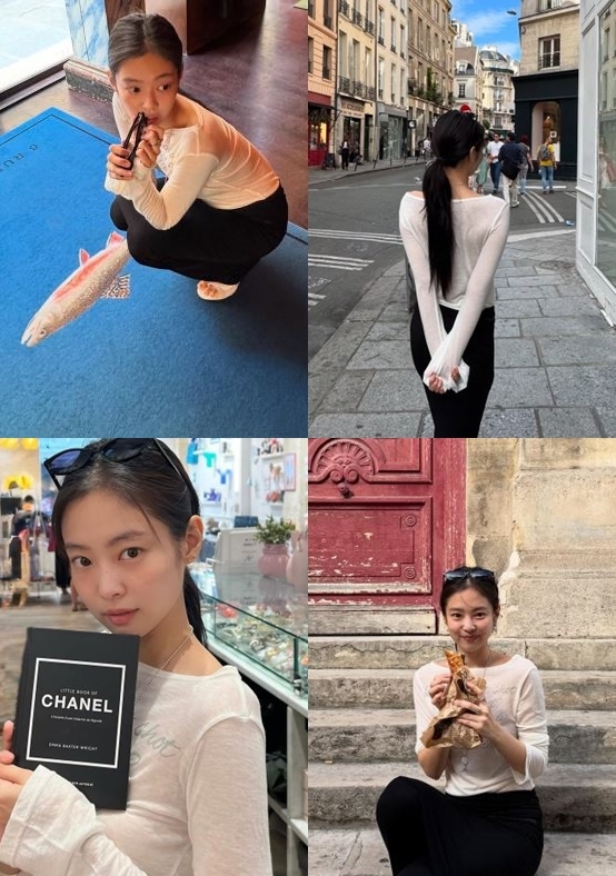 블랙핑크 제니, 노메이크업 파리 여기저기 누벼