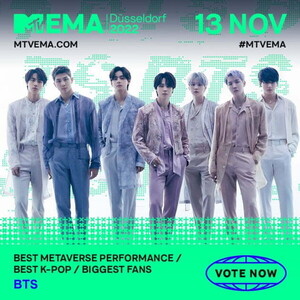 BTS, 2022 MTV EMA 3 부문 노미네이트