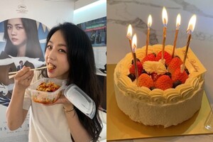 탕웨아-김태용 감독과 불화설 반박하는 케이크 인증 사진