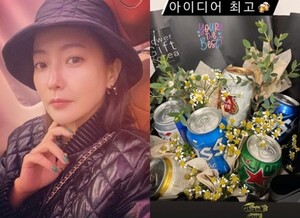 김희선, 꽃다발 아닌 캔 맥주 다발 선물 받아 아이디어 최고