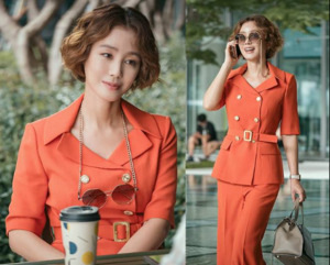 김성령, 빛나는 오렌지 슈트 패션-'원더랜드' 히든카드