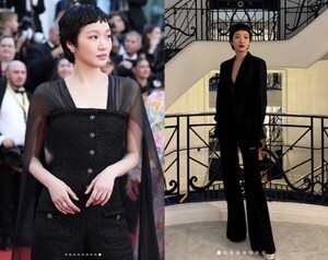 김고은, 란제리 룩과 매치한 수트 룩으로 칸 레드 카펫 빛내