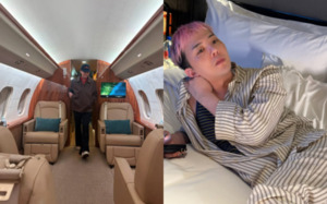 지드래곤, 전용기 타고 월드 투어 이동 중