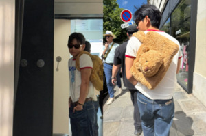 BTS 뷔, 파리에서 곰돌이 가방 메고 유랑